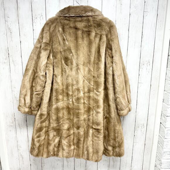 Vintage Coat Unisex Sz 14 Mink Fur Collared Long Sleeve Peacoat Front Pockets - Picture 11 of 11
